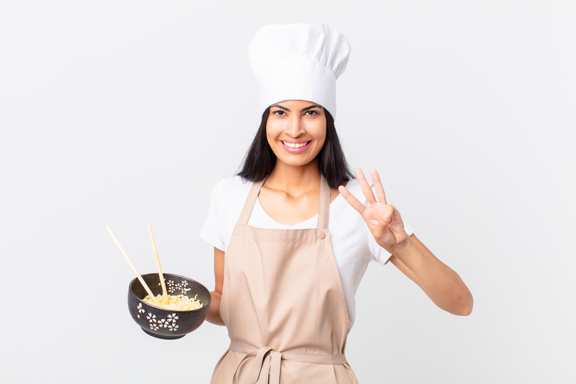 local cook in small kitchen studio